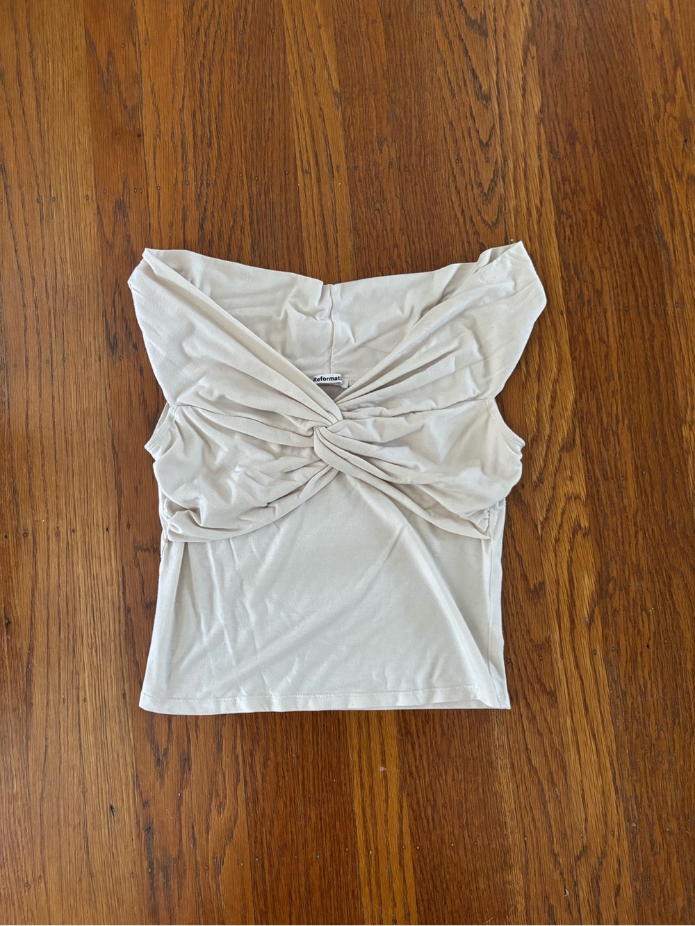 Reformation Twist-Knot Off-Shoulder Camisole in Light Cream
